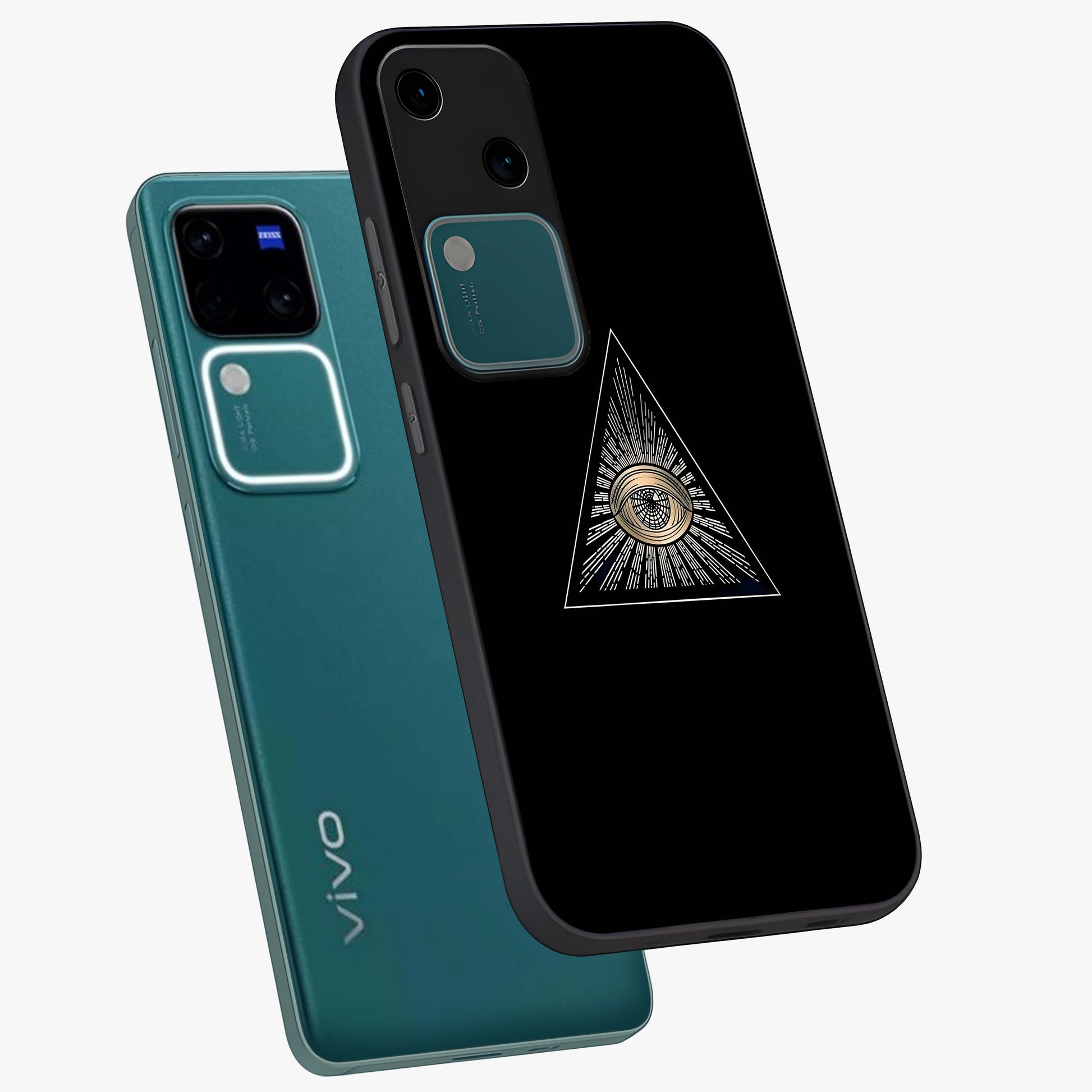 Illuminati Evil Glass Case displayed in angled mockup highlighting dark occult inspired design with bold aesthetic style.
