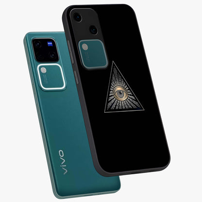 Illuminati Evil Glass Case displayed in angled mockup highlighting dark occult inspired design with bold aesthetic style.