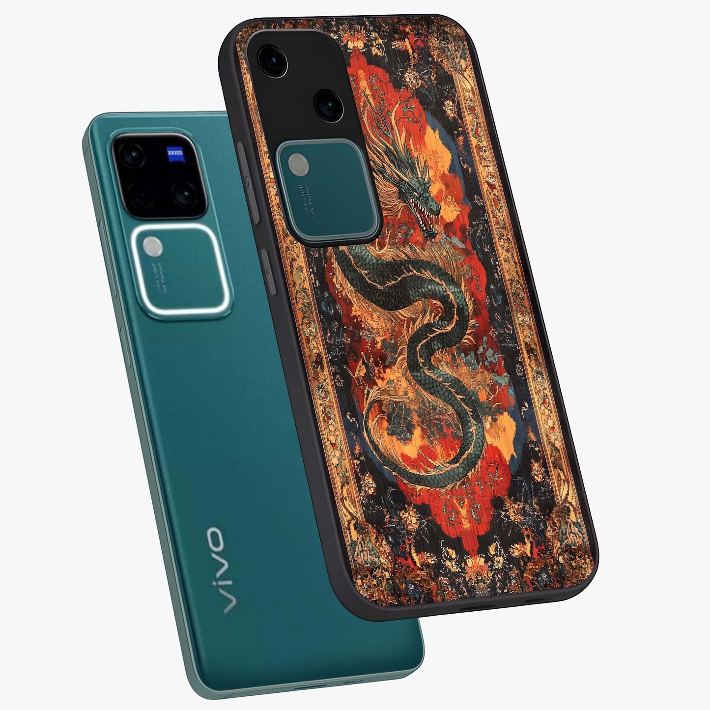 Inferno Dragon Soul Glass Case displayed in angled mockup highlighting powerful dragon illustration with inferno aesthetic.