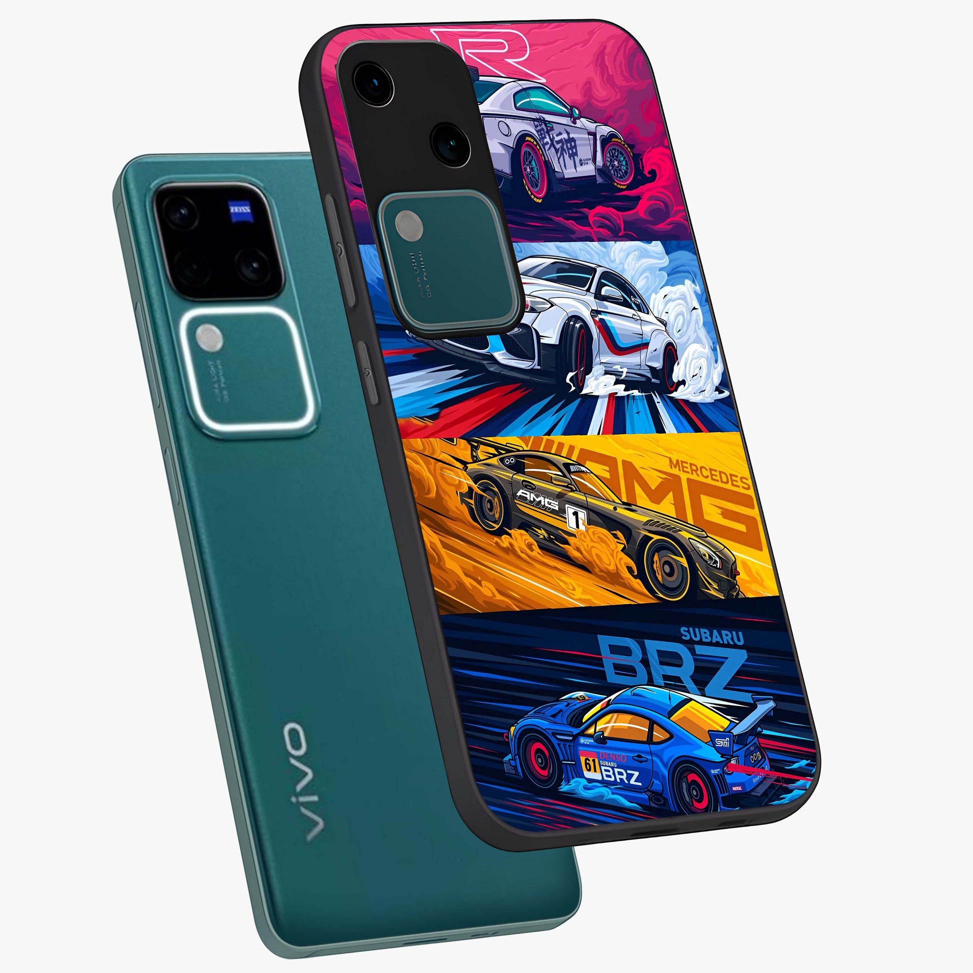 JDM Sports Car Glass Case displayed in angled mockup highlighting sleek Japanese racing car design with automotive aesthetic.
