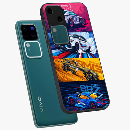 JDM Sports Car Glass Case displayed in angled mockup highlighting sleek Japanese racing car design with automotive aesthetic.