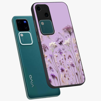 Lavender Blossom Dream Glass Case displayed in angled mockup highlighting dreamy lavender flower design with calming aesthetic style.
