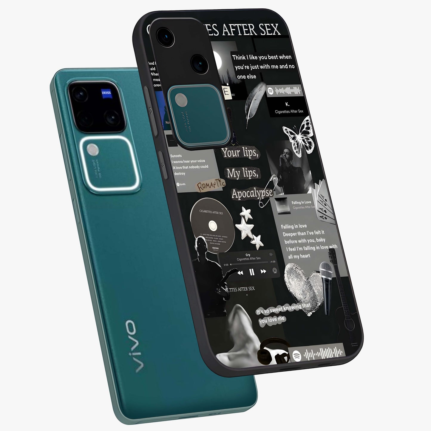 Midnight Love Echo Glass Case displayed in angled mockup highlighting elegant love inspired design with deep aesthetic style.