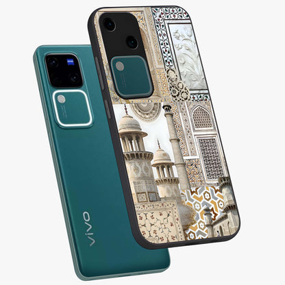 Mughal Marble Legacy Glass Case displayed in angled mockup highlighting elegant heritage marble artwork with royal aesthetic.