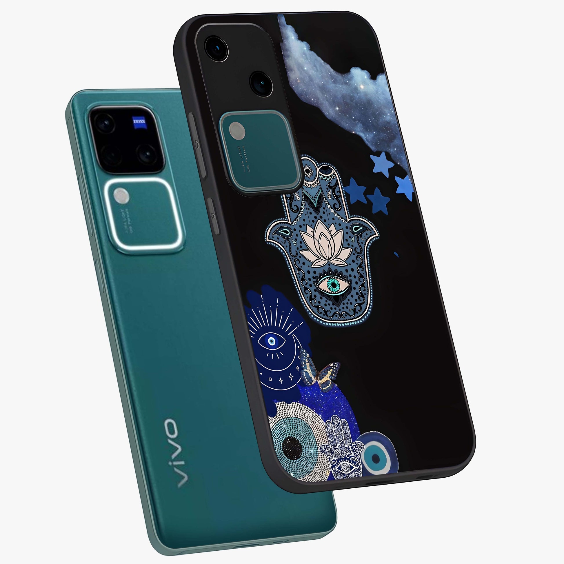 Mystic Hand Aura Glass Case displayed in angled mockup highlighting magical aura design with spiritual aesthetic style.