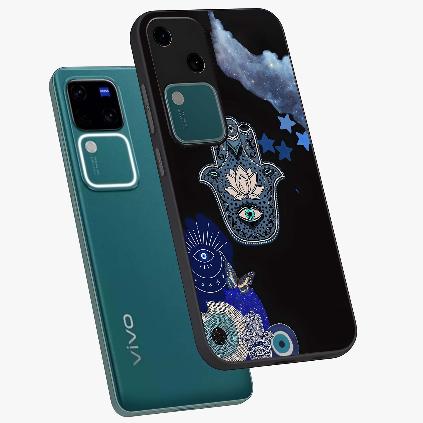 Mystic Hand Aura Glass Case displayed in angled mockup highlighting magical aura design with spiritual aesthetic style.