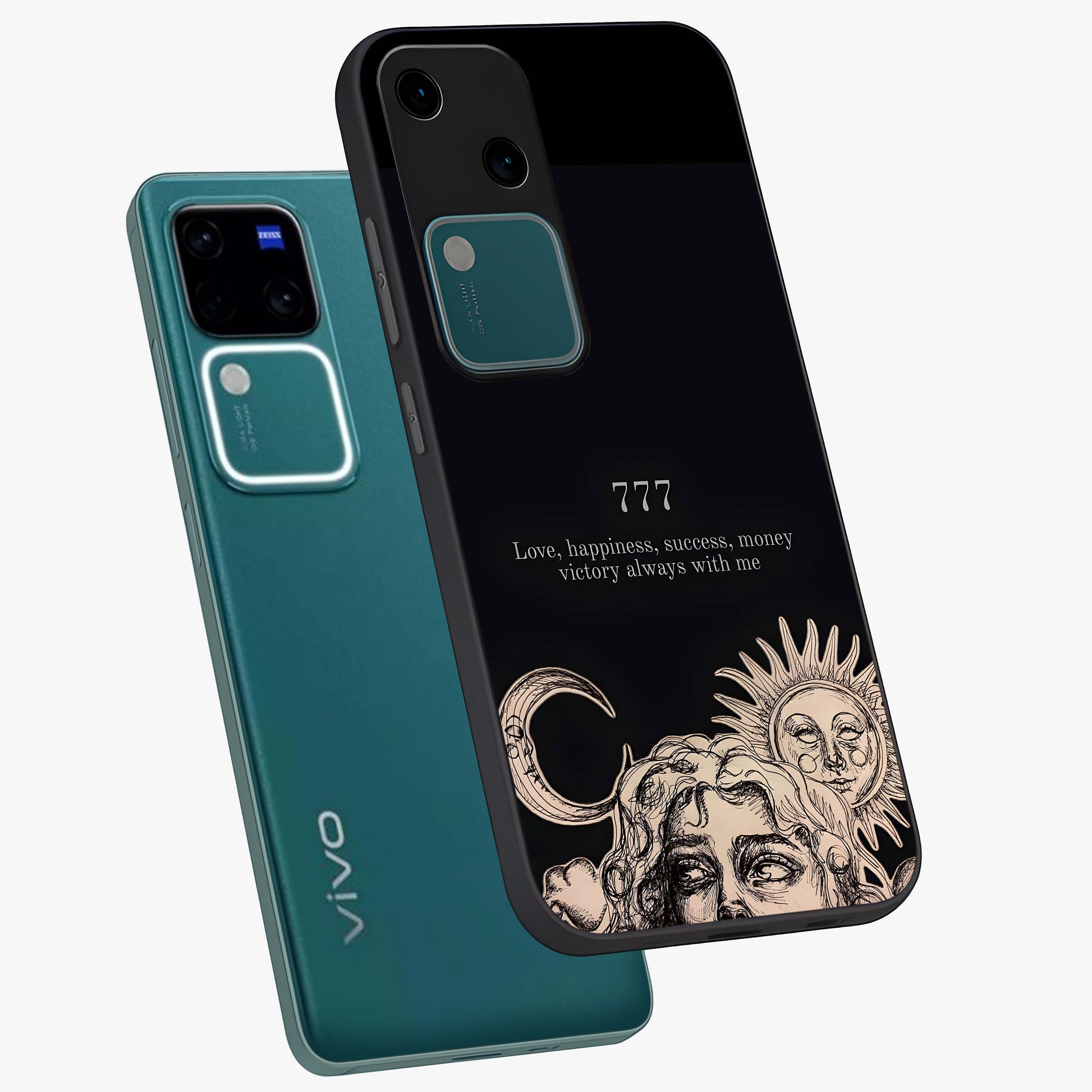 Mystic Victory Aura Glass Case displayed in angled mockup highlighting energetic aura design with bold mystical aesthetic.
