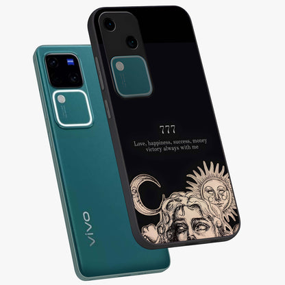 Mystic Victory Aura Glass Case displayed in angled mockup highlighting energetic aura design with bold mystical aesthetic.
