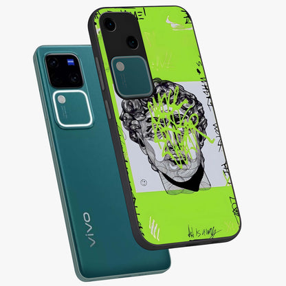 Neo Graffiti Rebellion Glass Case displayed in angled mockup highlighting urban street art design with rebellious aesthetic.
