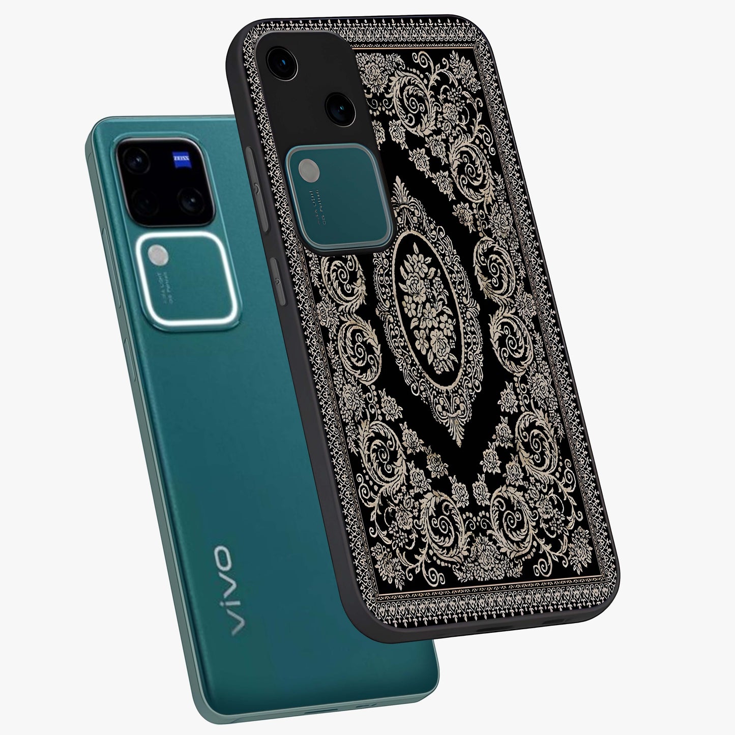 Noir Bloom Elegance Glass Case displayed in angled mockup highlighting refined flower design with stylish noir aesthetic.
