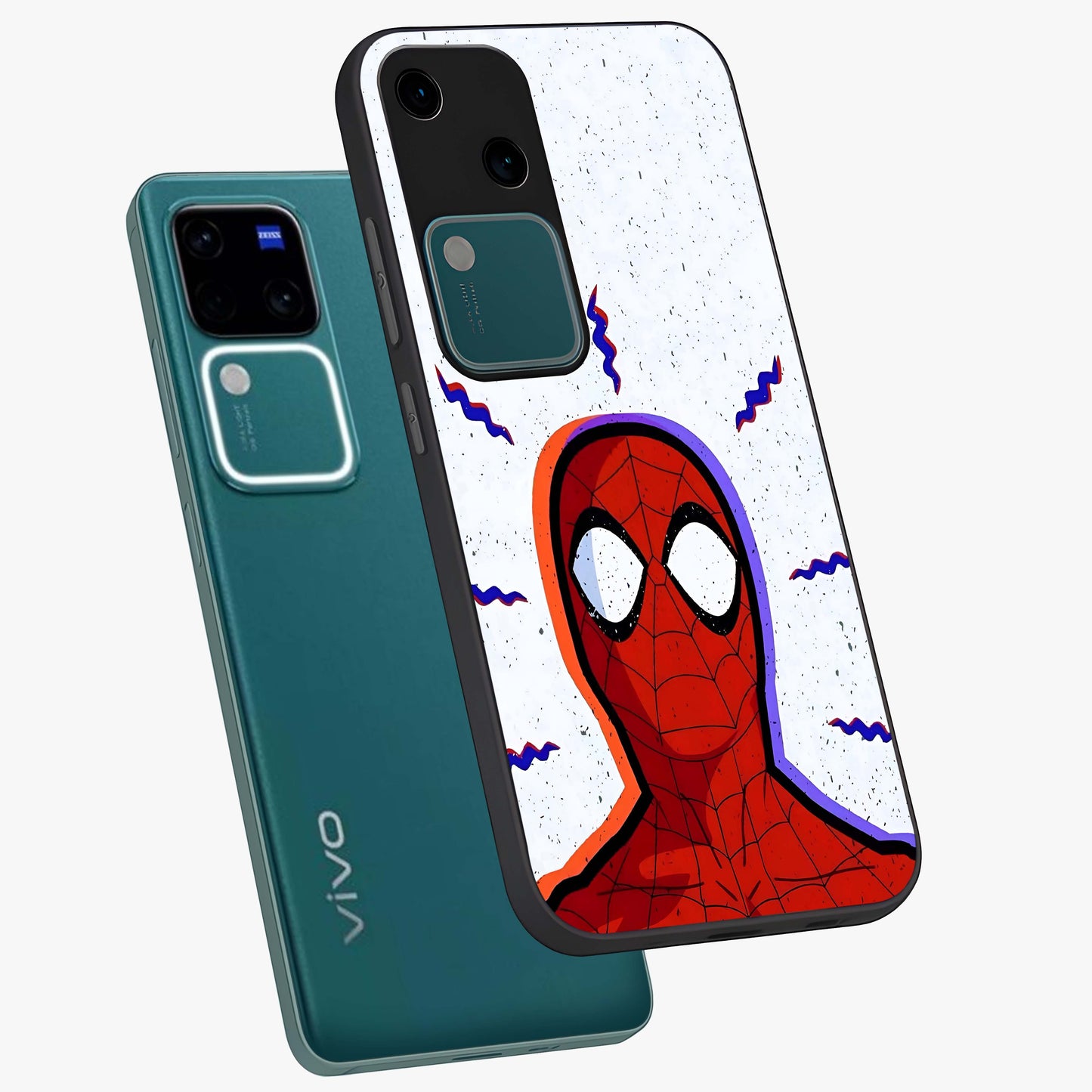 Omg Spiderman Glass Case displayed in angled mockup highlighting dynamic hero illustration with action comic aesthetic.