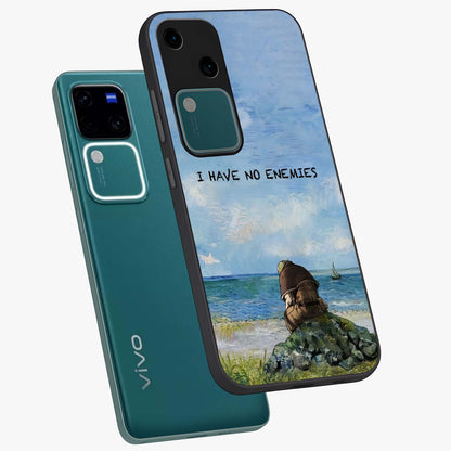 Peace Beyond War Glass Case displayed in angled mockup highlighting meaningful message design with artistic aesthetic style.