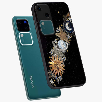 Pearls Universe Object Glass Case displayed in angled mockup highlighting celestial pearl design with dreamy aesthetic.