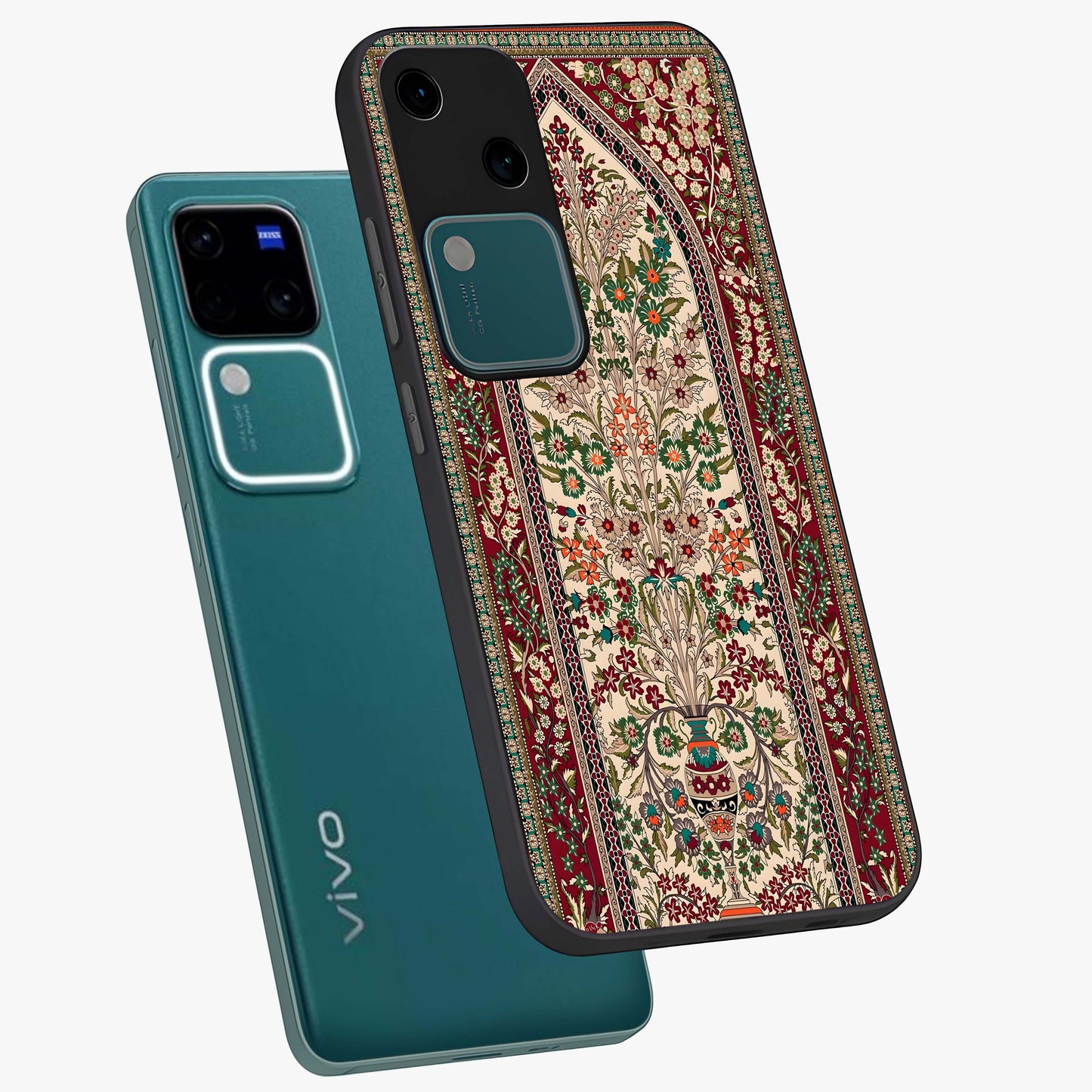 Persian Inspired Glass Case displayed in angled mockup highlighting intricate traditional design with elegant cultural aesthetic.
