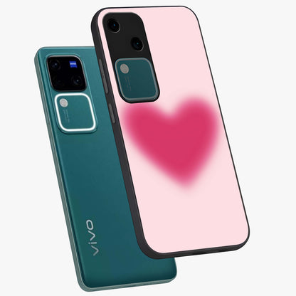Pink Aura Heart Glass Case displayed in angled mockup highlighting vibrant pink heart design with dreamy aura aesthetic.