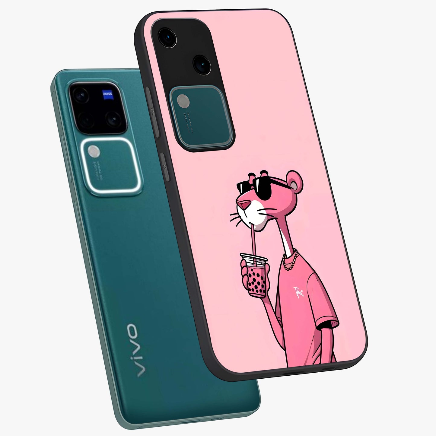 Pink Panther Glass Case displayed in angled mockup highlighting playful cartoon character design with vibrant pink aesthetic.
