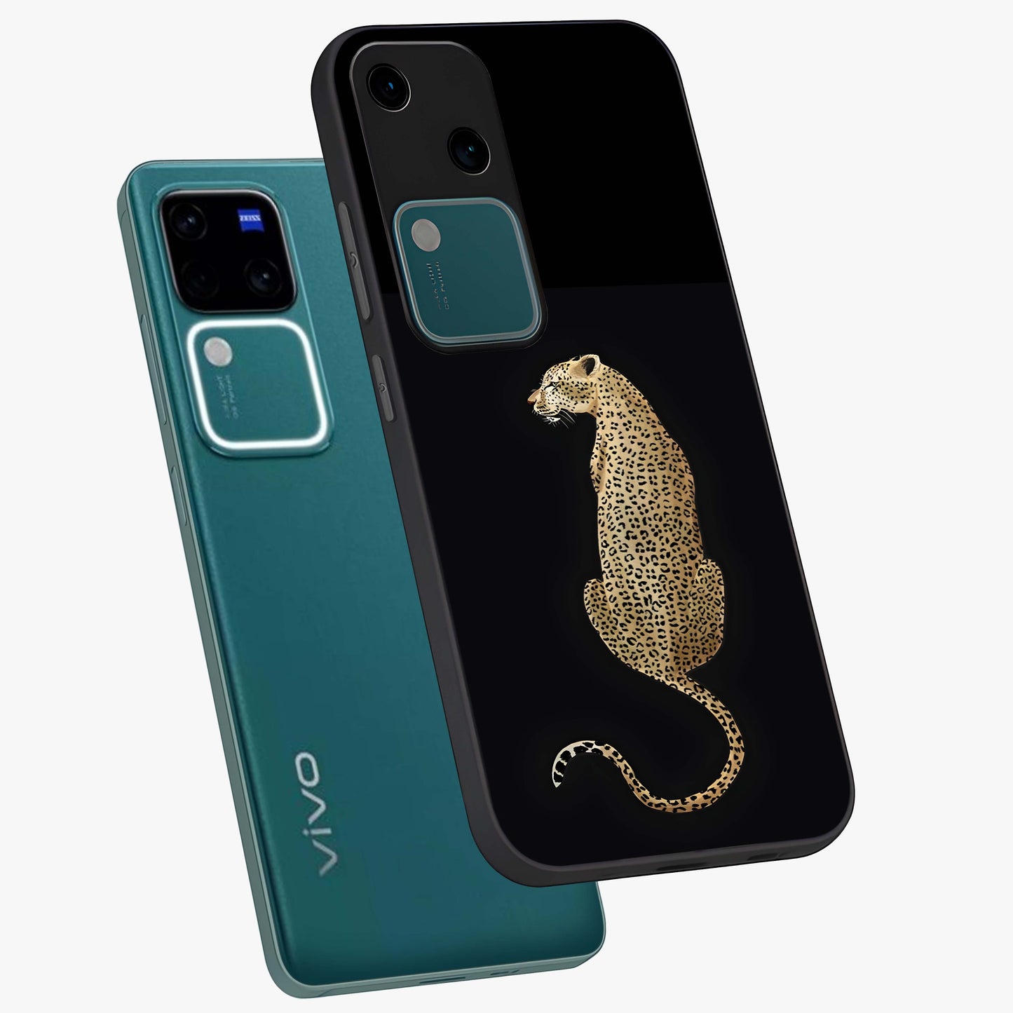 Regal Leopard Glass Case displayed in angled mockup highlighting powerful animal illustration with stylish wild aesthetic.