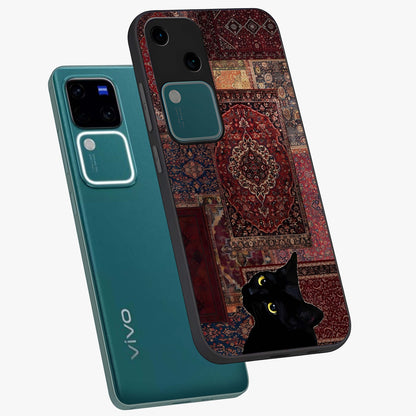 Regal Magic Cat Apple Glass Case displayed in angled mockup highlighting whimsical feline design with fantasy aesthetic.