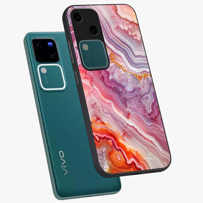 Rose Quartz Marble Glass Case displayed in angled mockup highlighting elegant marble pattern with soft aesthetic style.