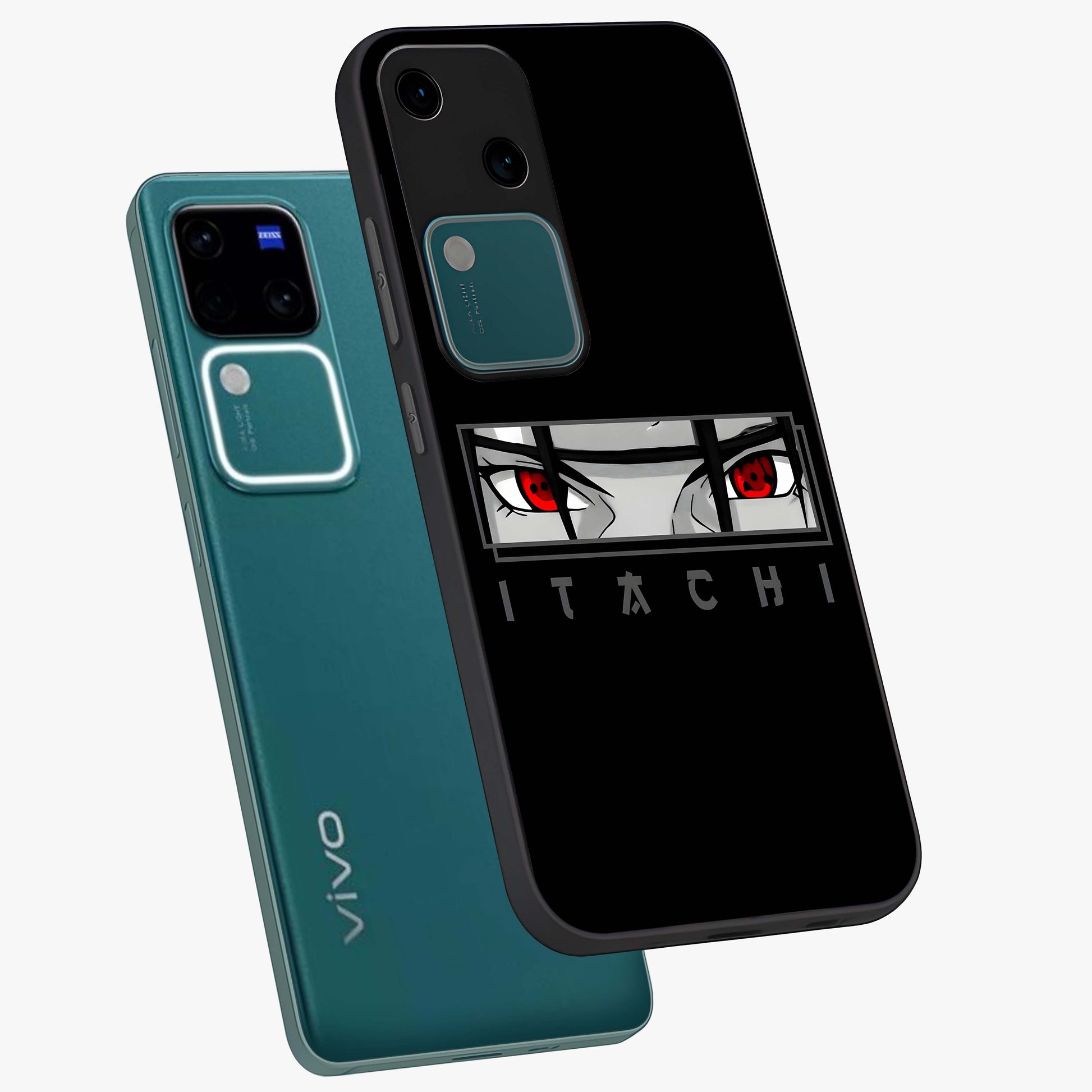 Scarlet Gaze Dominance Glass Case displayed in angled mockup highlighting intense visual design with bold scarlet aesthetic.
