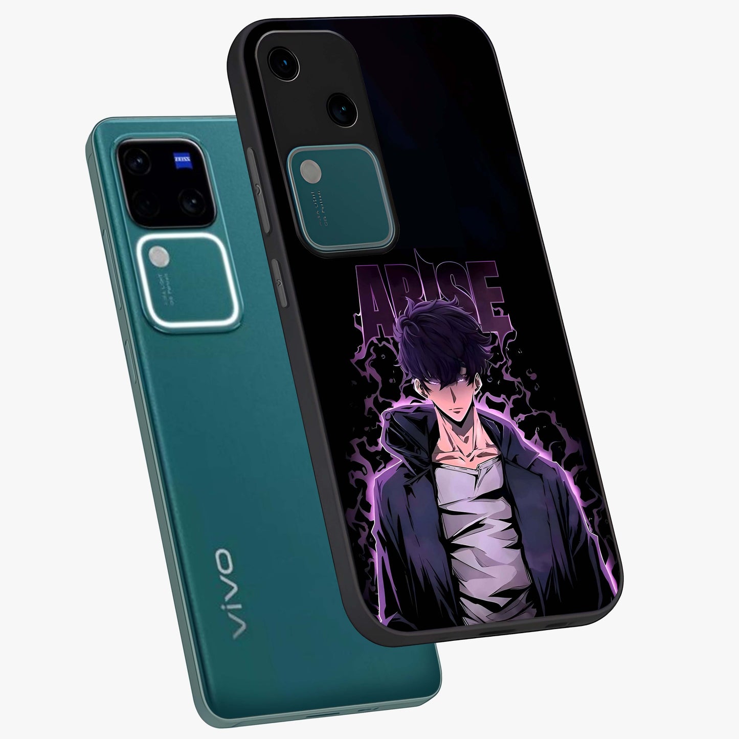Shadow Monarch Awakening Glass Case displayed in angled mockup highlighting dramatic shadow warrior design with fantasy aesthetic.