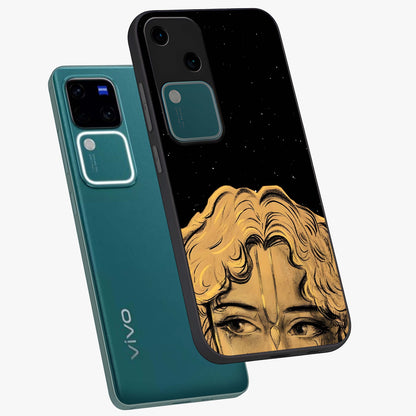 Shri Krishna Art Glass Case displayed in angled mockup highlighting spiritual Krishna illustration with divine aesthetic.
