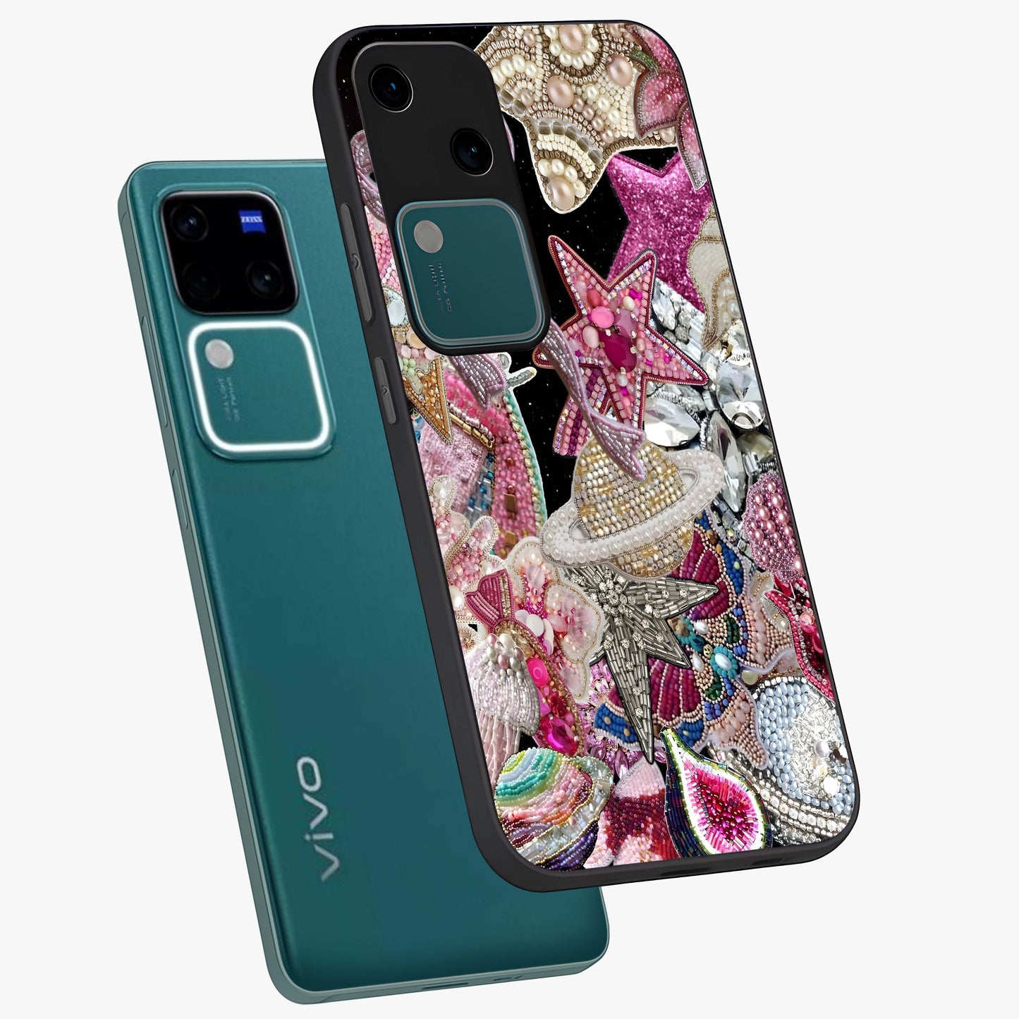 Starlit Jewel Dream Glass Case displayed in angled mockup highlighting glowing celestial jewel design with dreamy aesthetic.