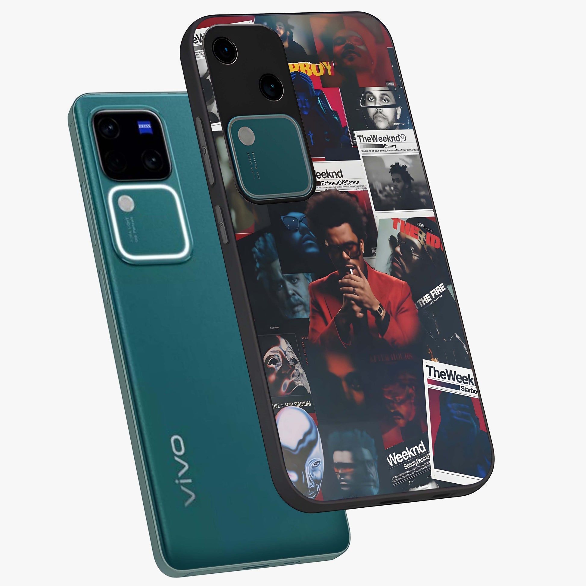 The Weeknd Glass Case displayed in angled mockup highlighting stylish pop culture inspired design with modern aesthetic.