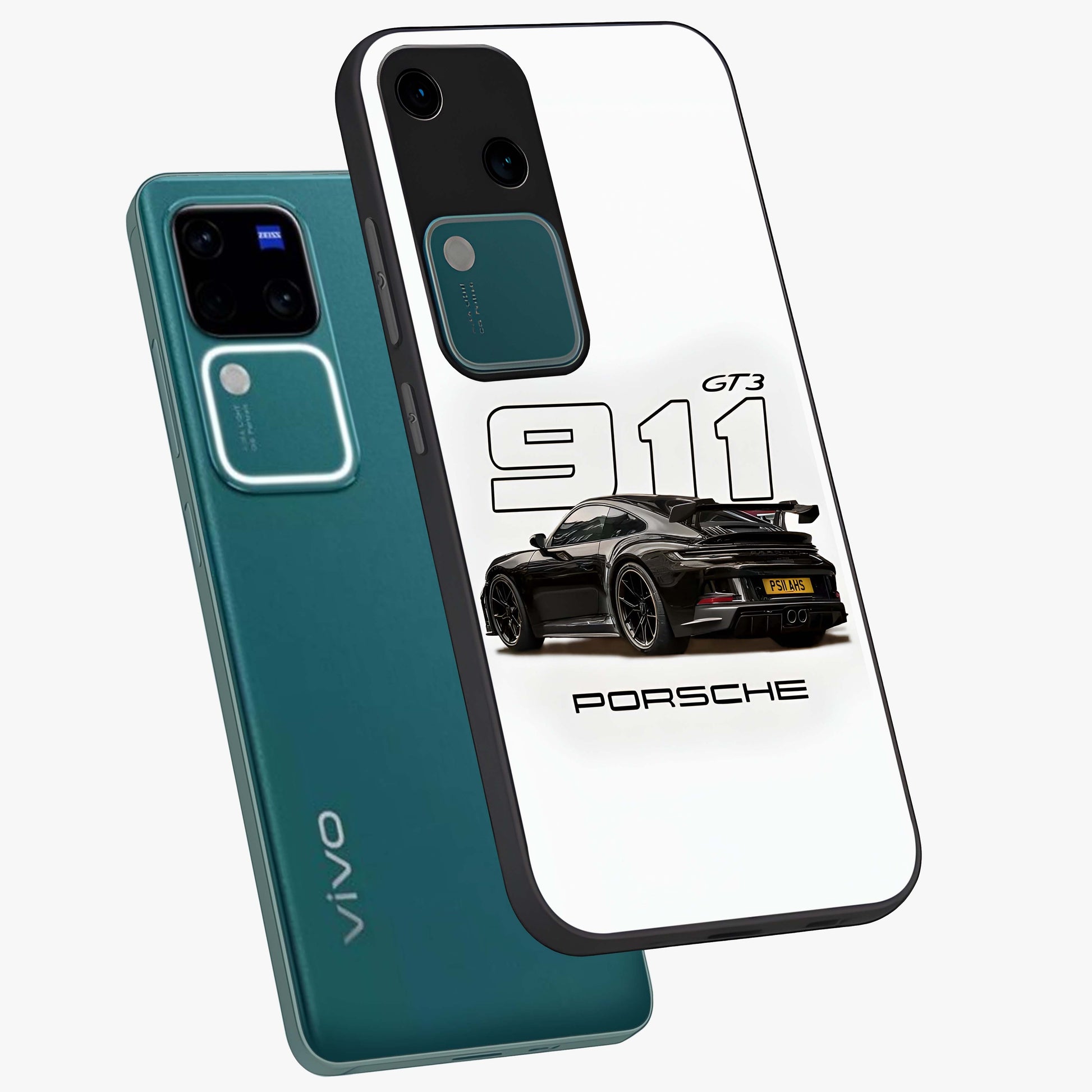 Turbo Legacy Icon Glass Case displayed in angled mockup highlighting dynamic automotive design with performance aesthetic.