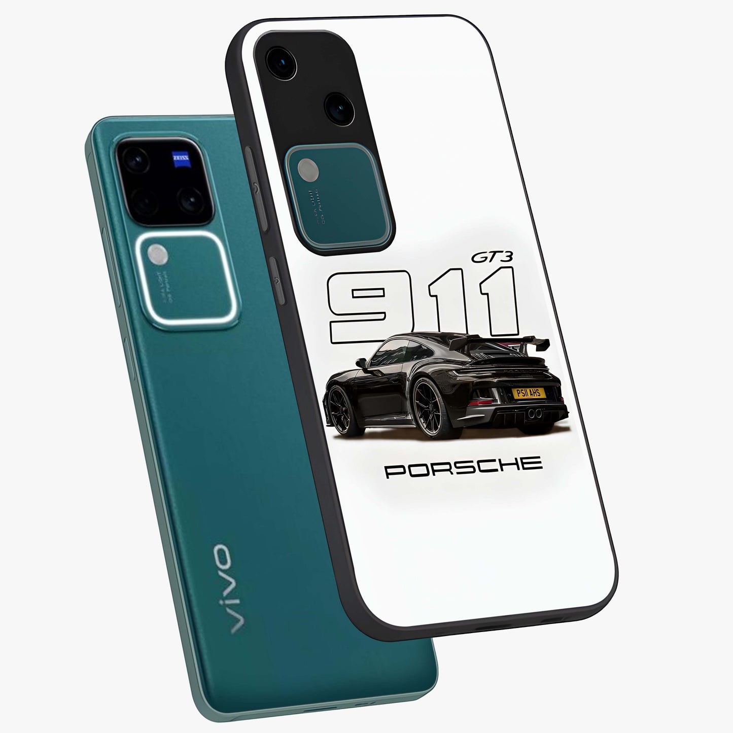 Turbo Legacy Icon Glass Case displayed in angled mockup highlighting dynamic automotive design with performance aesthetic.