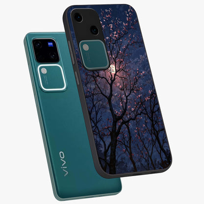 Twilight Sakura Serenade Glass Case displayed in angled mockup highlighting delicate sakura flower design with dreamy aesthetic.