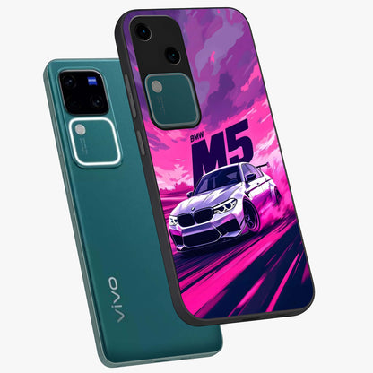 Velocity Drift Pulse Glass Case displayed in angled mockup highlighting dynamic drift design with sporty automotive aesthetic.