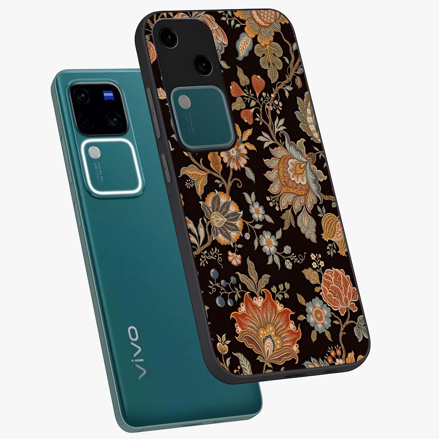 Vintage Floral Dream Glass Case displayed in angled mockup highlighting elegant vintage flower design with soft aesthetic style.