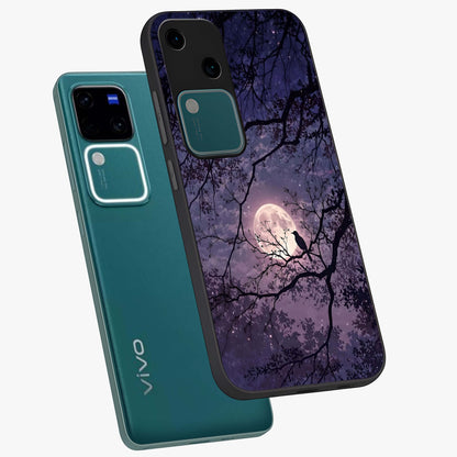 Whispering Moon Silence Glass Case displayed in angled mockup highlighting calm lunar design with dreamy night aesthetic.