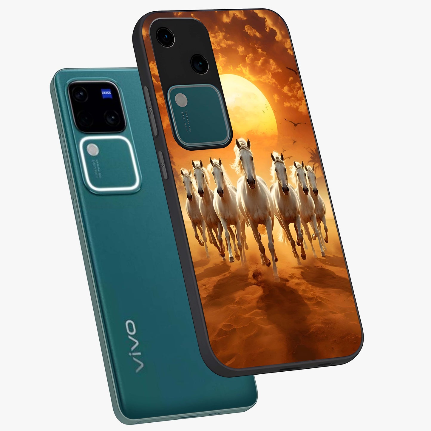 Wild Sunset Majesty Glass Case displayed in angled mockup highlighting vibrant sunset sky design with scenic aesthetic.
