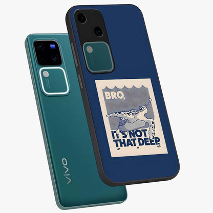 Worry Less Swim Glass Case displayed in angled mockup highlighting fun typography design with relaxed aesthetic style.
