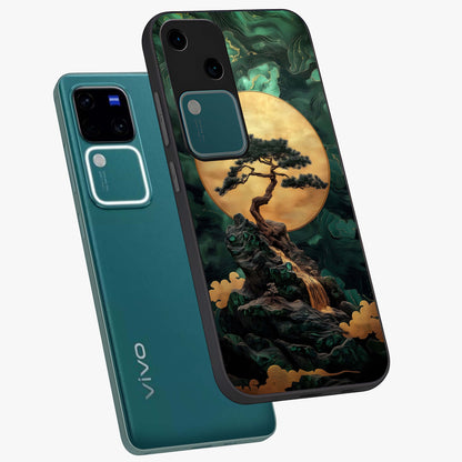 Zen Moon Rise Glass Case displayed in angled mockup highlighting peaceful lunar design with zen aesthetic style.