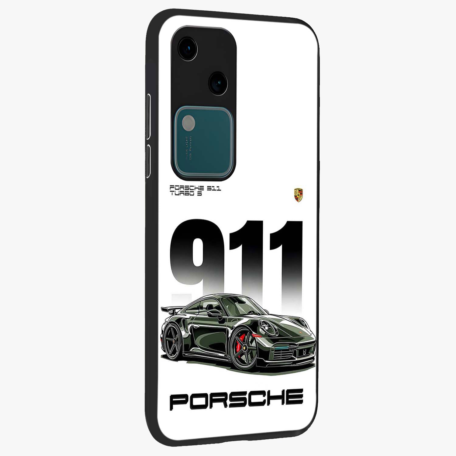 911 Turbo Dominance Glass Case upright perspective showcasing powerful racing design and modern automotive aesthetic.