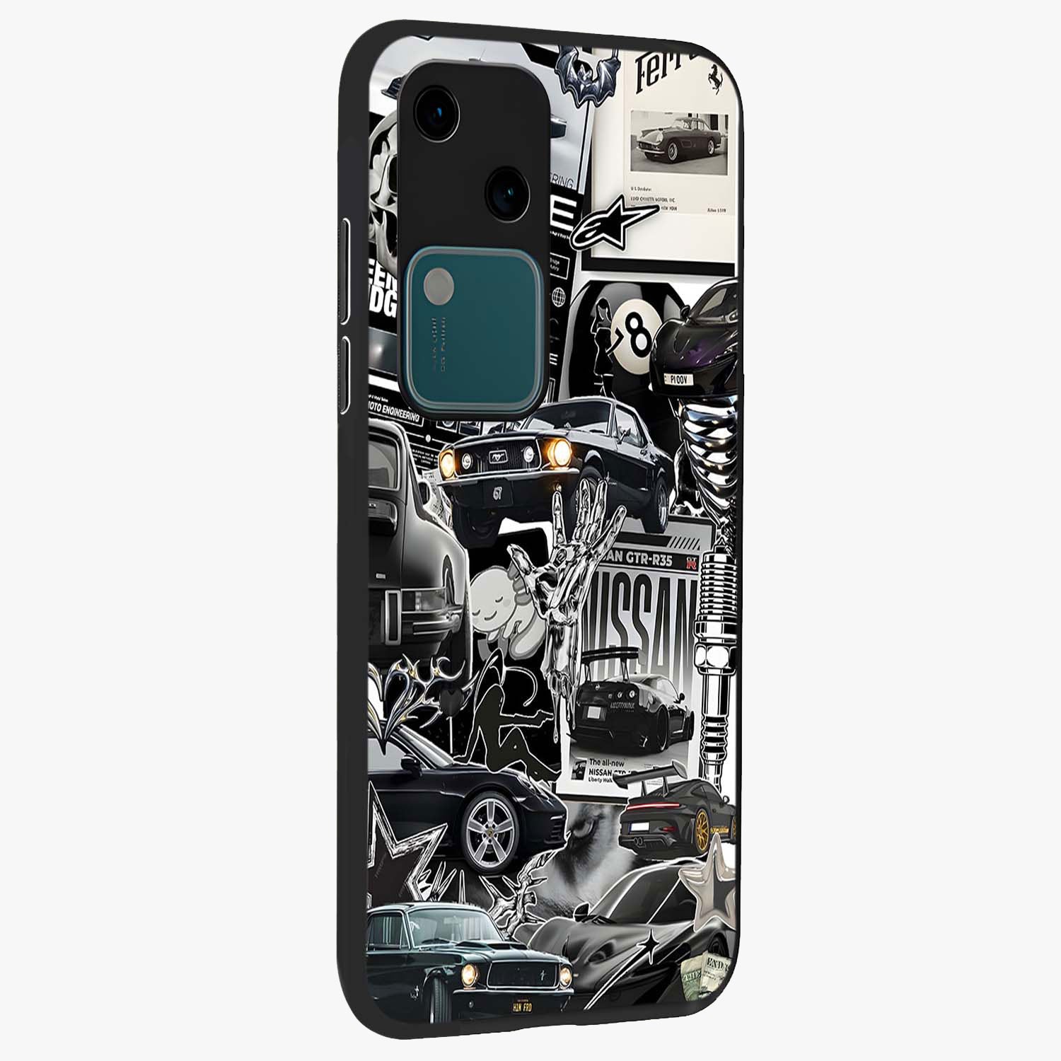 Aesthetic Dark Love Glass Case upright view showcasing dramatic romantic artwork with modern aesthetic style.