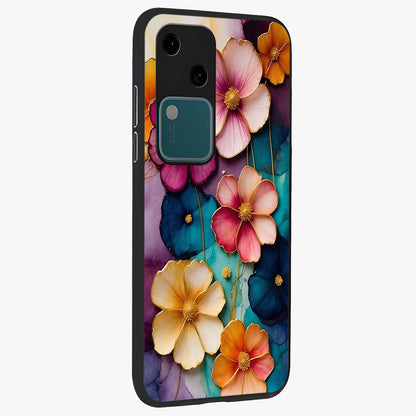 Artlyn Grace Flower Pattern Glass Case upright view showcasing graceful floral artwork with aesthetic botanical style.