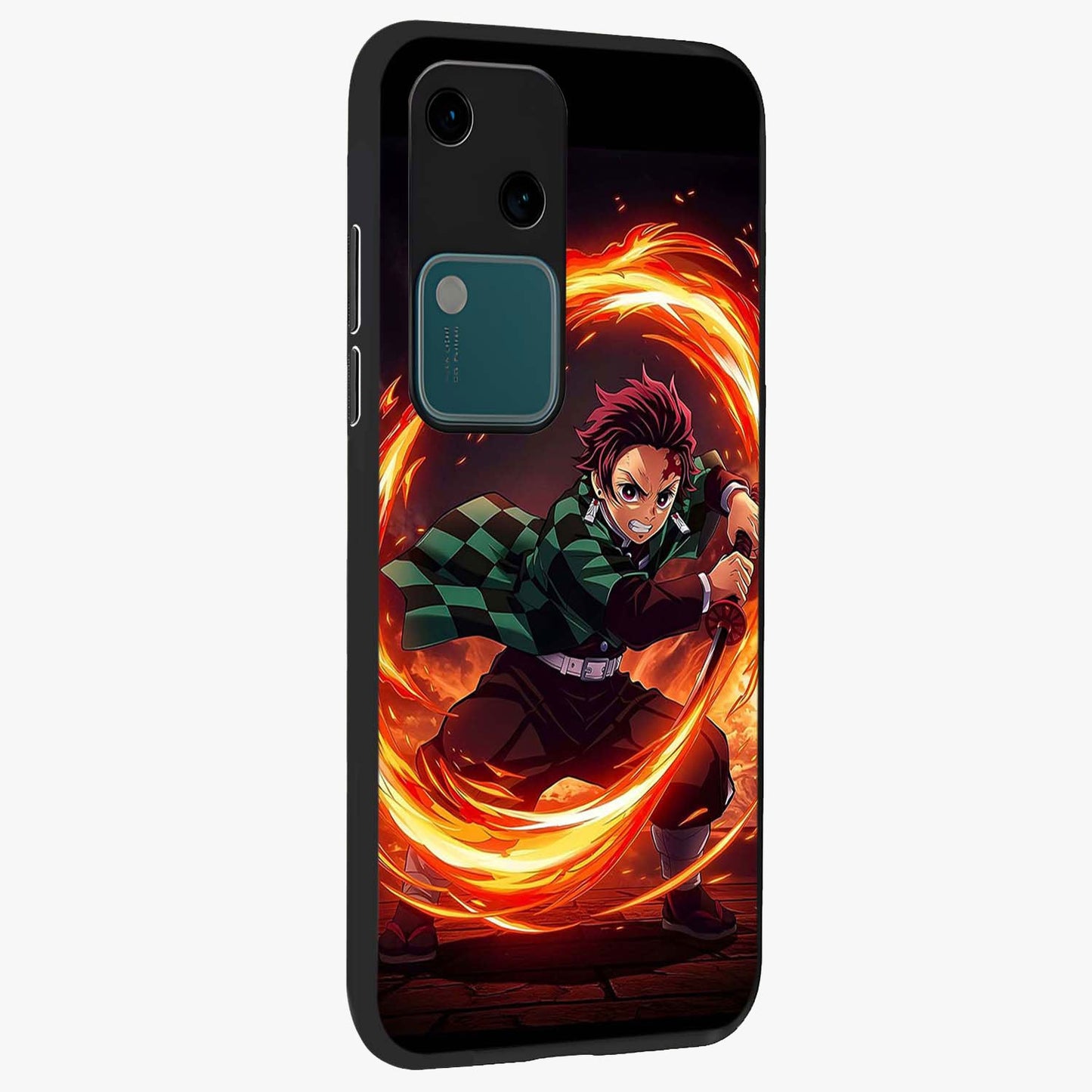 Blazing Sword Resolve Glass Case upright view showcasing dramatic warrior inspired artwork with intense visual style.