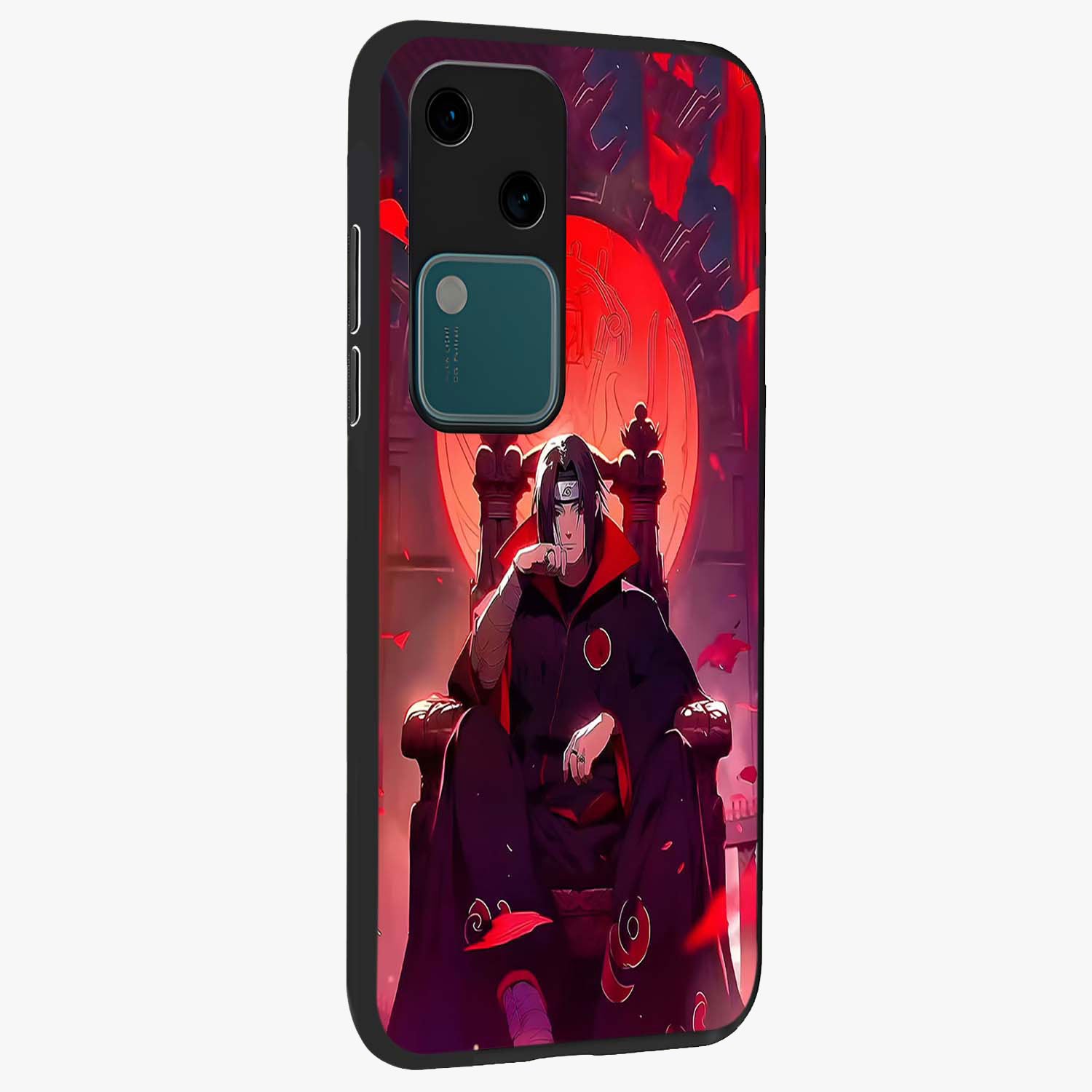 Blood Moon Sovereign Glass Case upright view showcasing powerful moon inspired artwork with cosmic aesthetic style.
