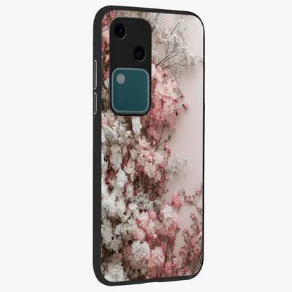 Blush Blossom Cloud Glass Case upright view showcasing calm floral cloud artwork with gentle dreamy theme.