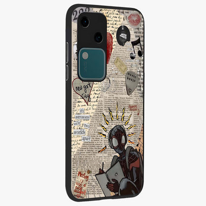 City Dream Sketch Glass Case upright view showcasing urban skyline artwork with stylish hand drawn design.