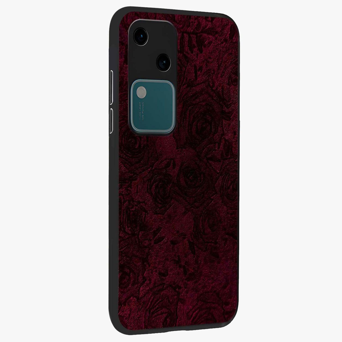 Crimson Fade Flow Glass Case upright view showcasing dynamic crimson flow artwork with stylish abstract theme.