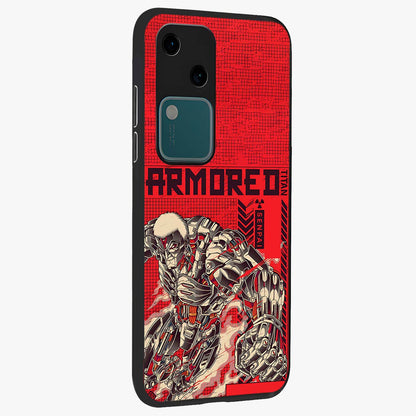 Crimson Mecha Titan Glass Case upright view showcasing dynamic robotic titan design with sci-fi inspired theme.