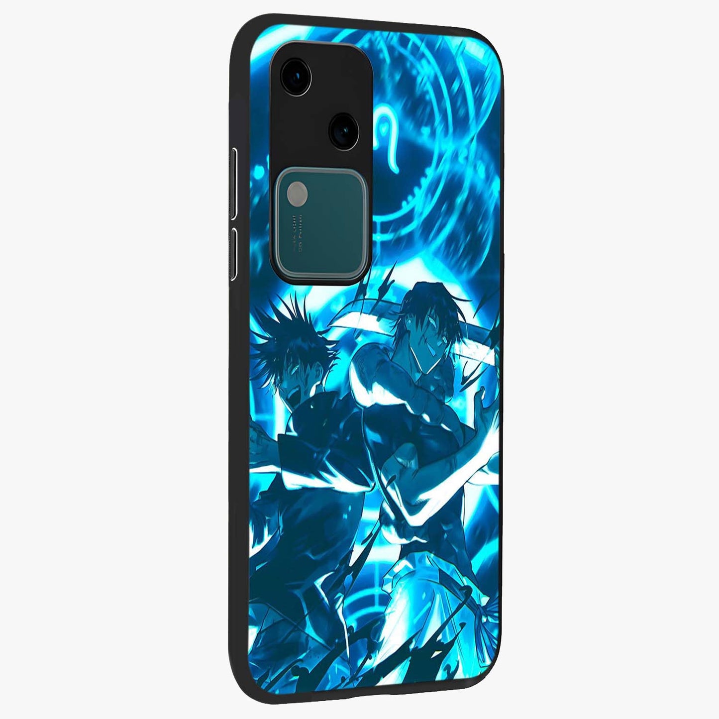 Cursed Energy Clash Glass Case upright view showcasing dramatic clash artwork with bold supernatural theme.
