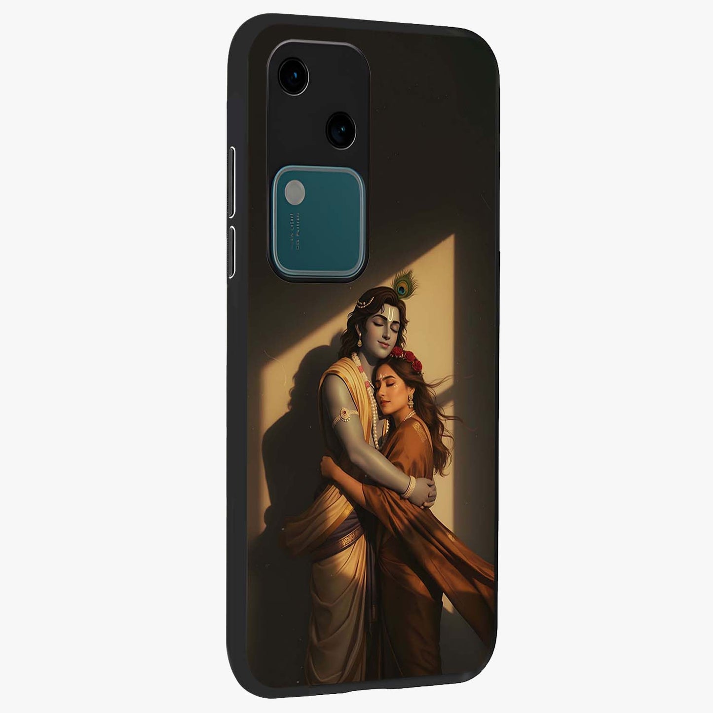 Divine Eternal Love Glass Case upright view showcasing graceful spiritual artwork with eternal love theme.