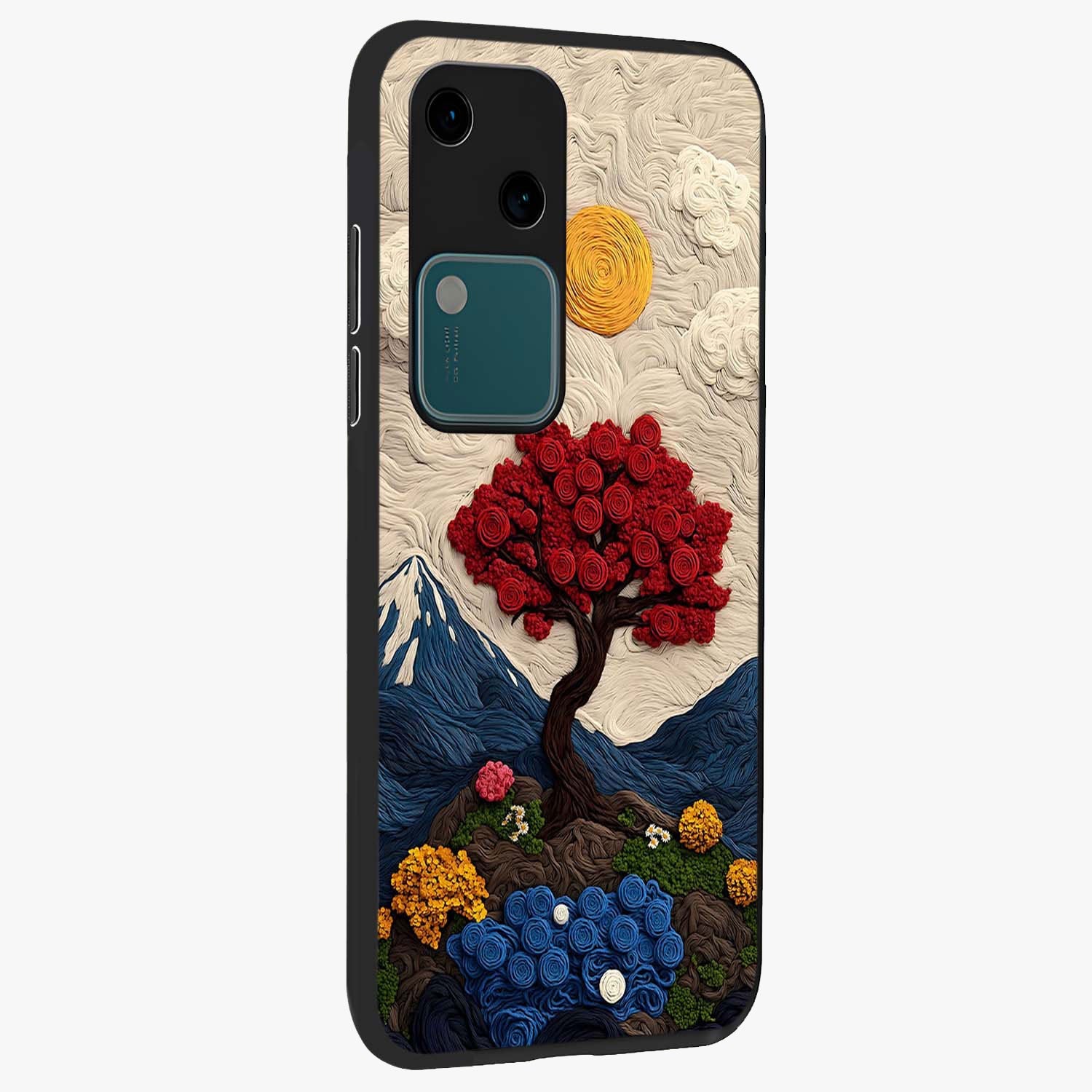 Eternal Nature Tapestry Glass Case upright view showcasing elegant nature tapestry design with decorative style.
