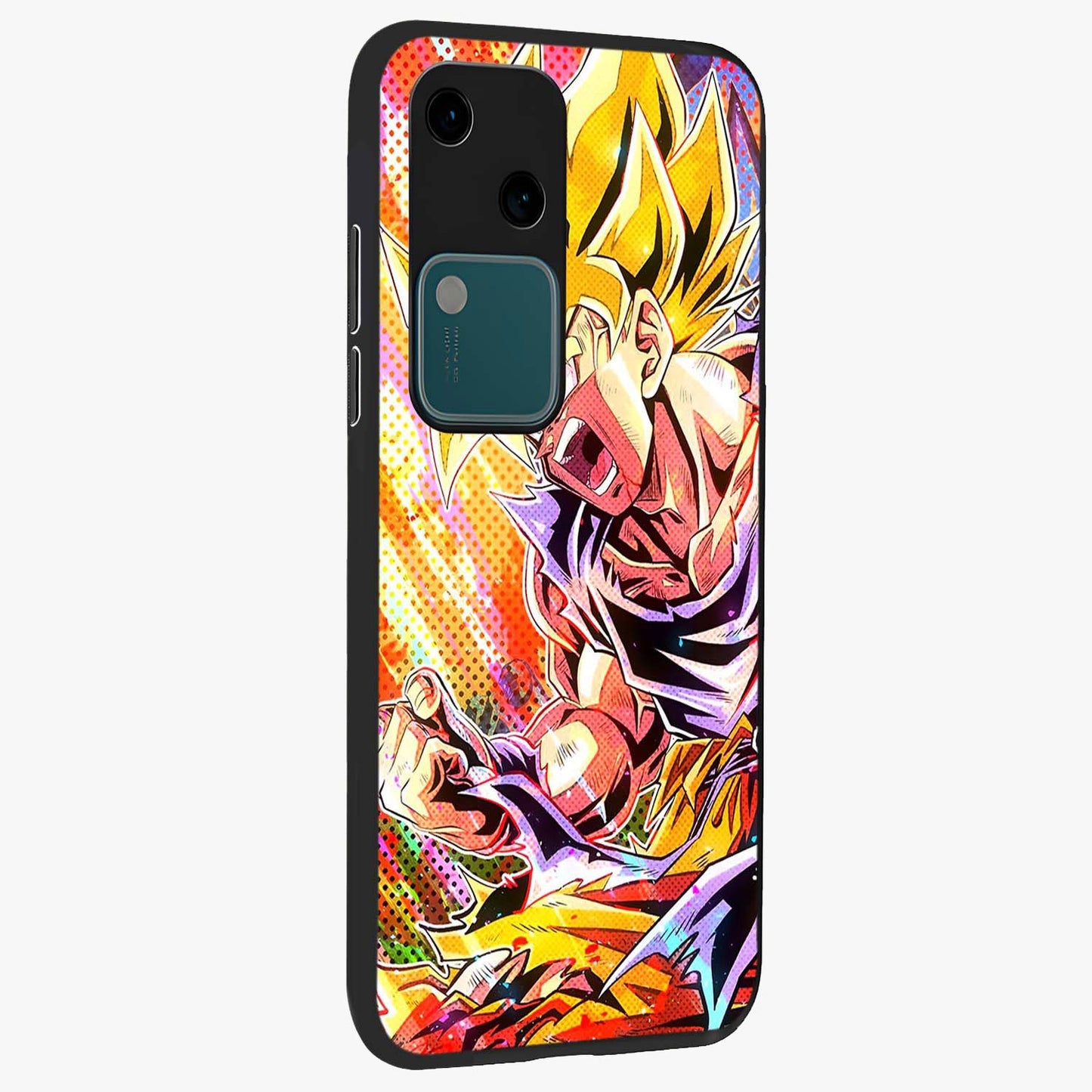 Firing Goku Glass Case upright view showcasing energetic anime artwork with bold warrior theme.